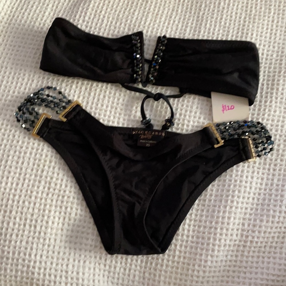 BeachCandy Black Bikini sz XS Swarovski Crystals